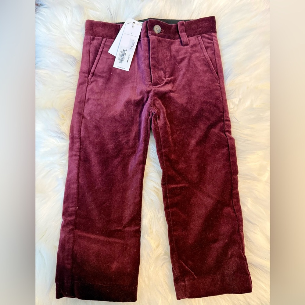 NEW! Janie and Jack Maroon Velvet Dress Pant Size 2t
